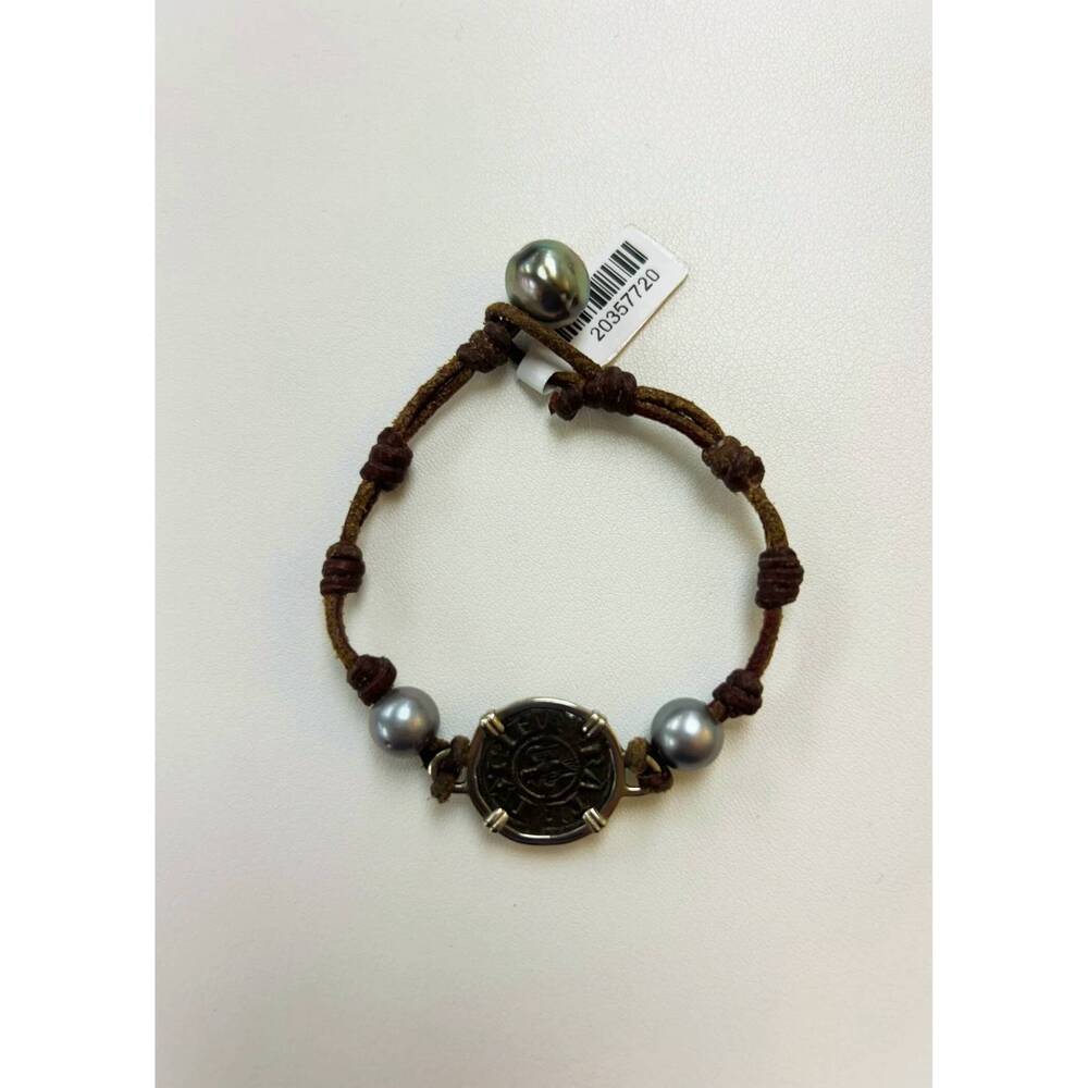 NEW WENDY MIGNOT women's king henry crusader platinum bracelet in brown